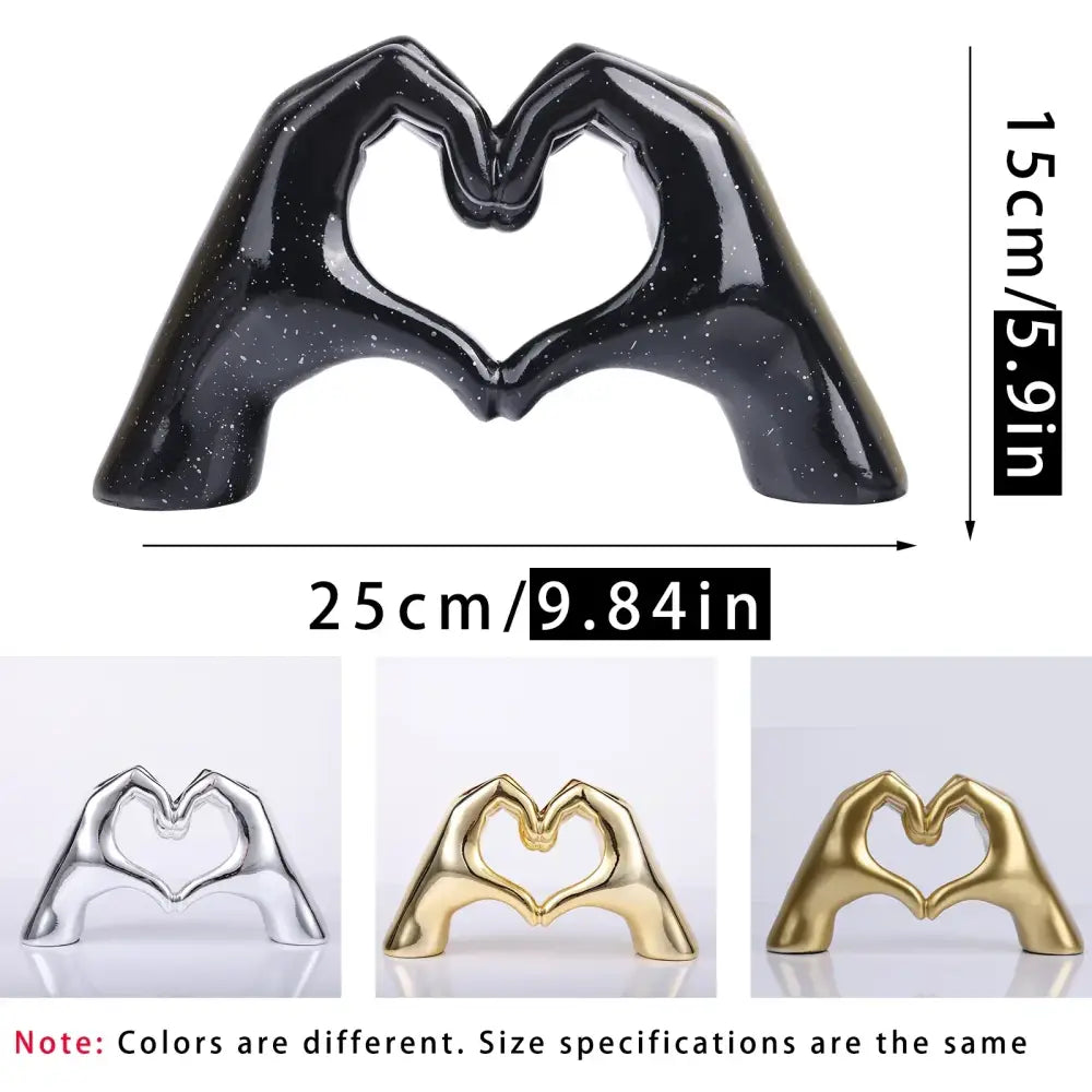 DecorBites loving gesture black speckled ceramic loving gesture heart sculpture for home decor and wedding gift