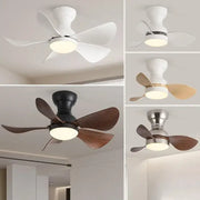 Decorbites low floor ceiling fan with remote control featuring white black and brushed nickel finishes with wooden blades