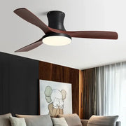 Modern decorbites low profile ceiling fan with black ABS blades and integrated circular light fixture with remote control