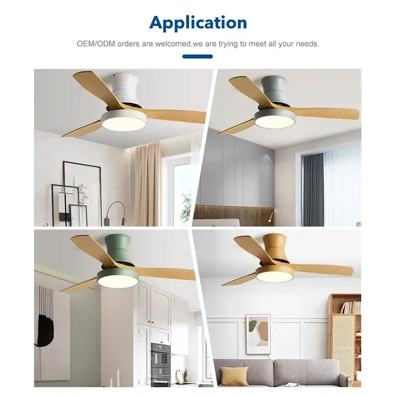 Modern decorbites low profile ceiling fan with black ABS blades and light for indoor use