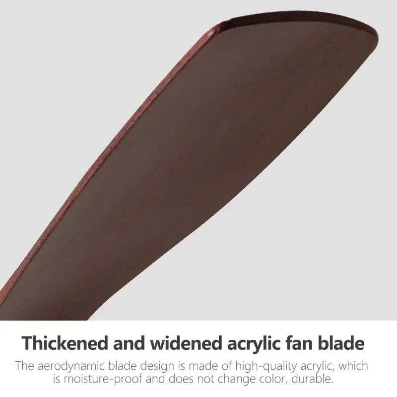 Decorbites low profile ceiling fan with thickened dark brown acrylic blades and smooth glossy finish for low profile ceiling use