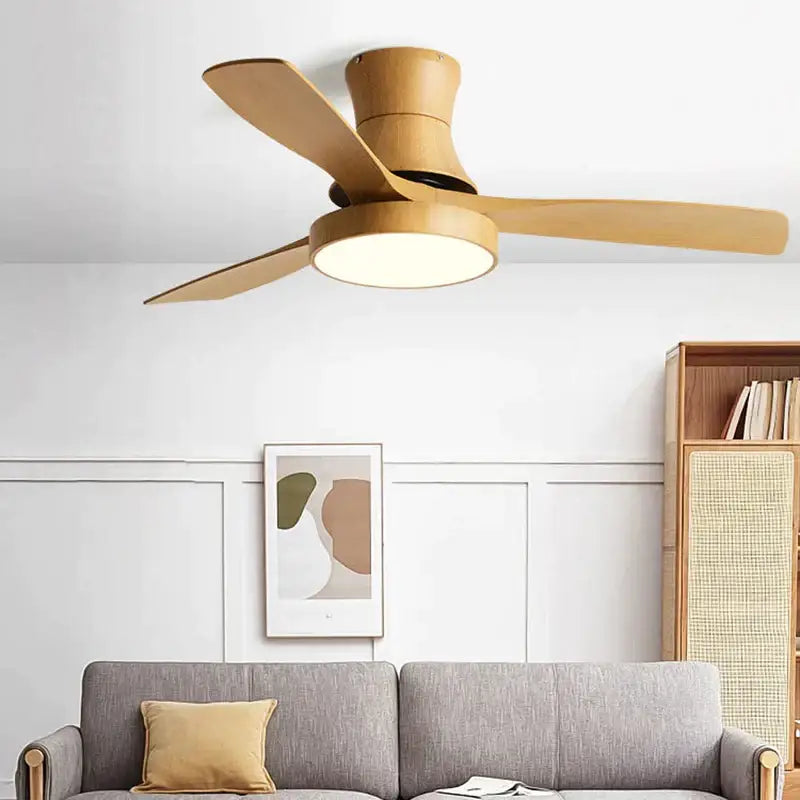 Modern decorbites low profile ceiling fan with sleek black ABS blades and integrated lighting for indoor use