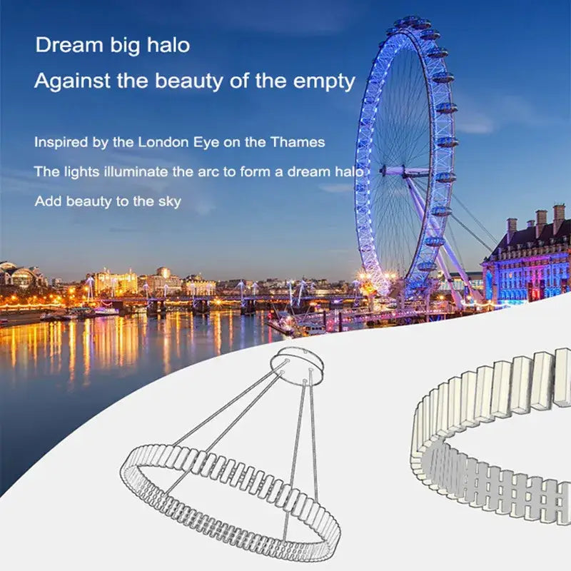 Decorbites lstre modern circle chandelier with sleek metallic frame and led lights for bright 360° lighting