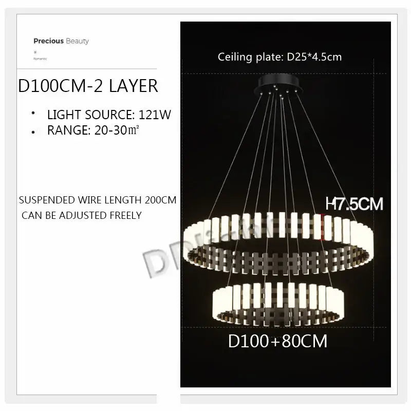 Modern circle chandelier by decorbites lstre modern with sleek black and white rings for bright 360 degree lighting