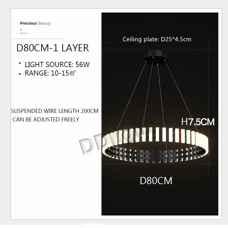 Decorbites lstre modern circle chandelier with sleek black and white design and 56w led lighting for bright 360° illumination