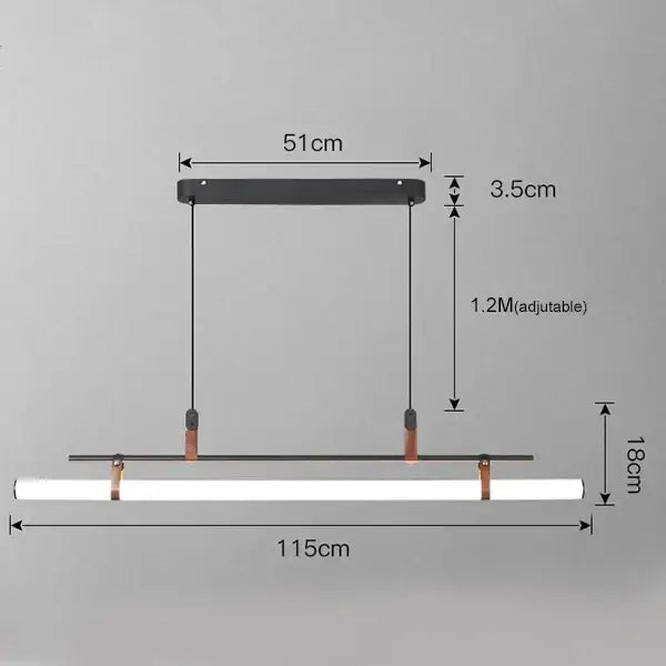 Modern black and copper decorbites lucien tube chandelier featuring a sleek minimalist leather pendant light fixture