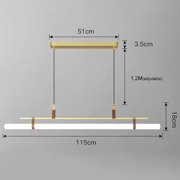 Modern gold-toned decorbites lucien tube chandelier pendant light with adjustable hanging length and white rectangular diffuser
