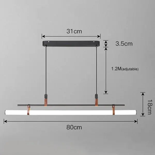 Modern black metal decorbites lucien tube chandelier with rectangular design and adjustable hanging length