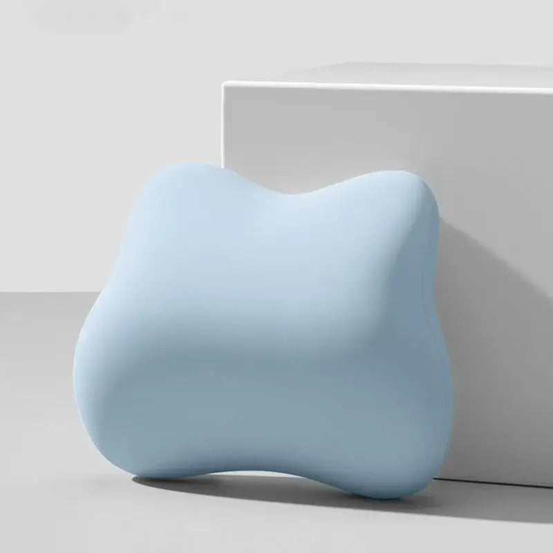 A soft light blue memory foam neck pillow with contoured ergonomic design from decorbites lumbar support memory foam cushion