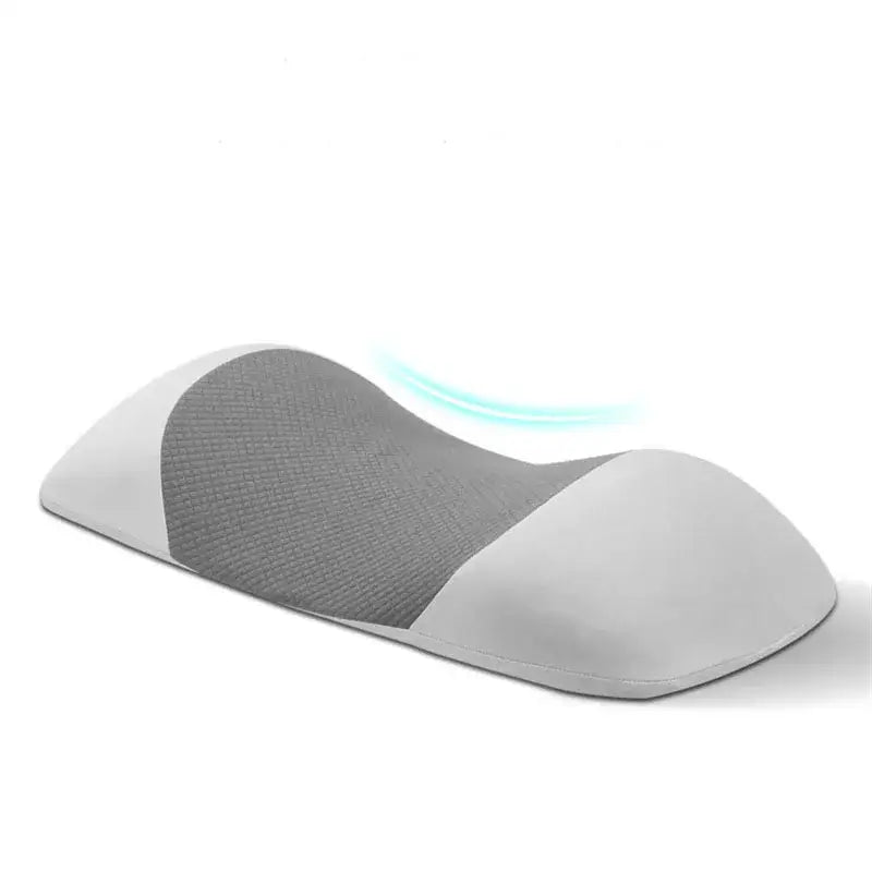 Gray and white DecorBites™ ergonomic memory foam pillow with textured central panel for lumbar support and muscle relaxation