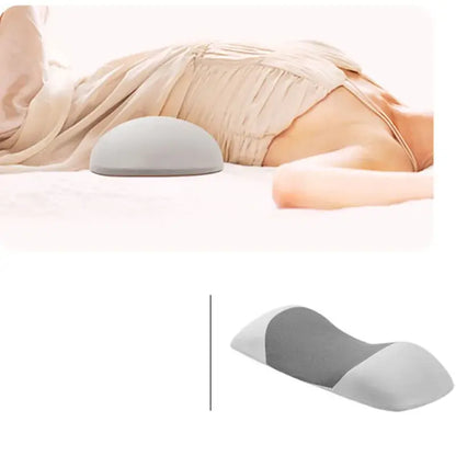 Gray and light gray memory foam pillow with ergonomic contoured design for lumbar support and back alignment