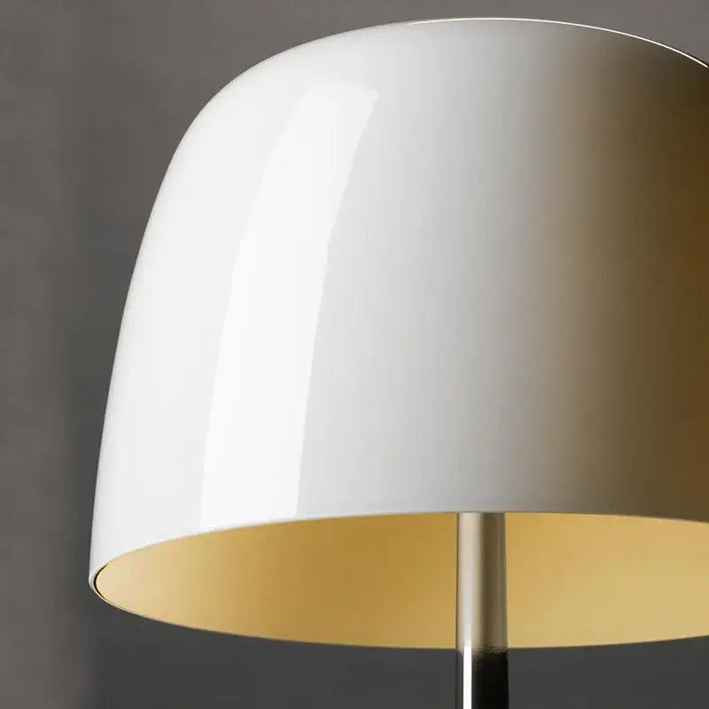 Decorbites lumiere glass table lamp with white glossy lampshade gold interior and sleek metallic stem for modern décor