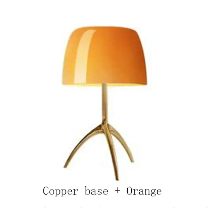 Orange decorbites lumiere table lamp with modern LED glass shade and copper base for bedroom or living room use