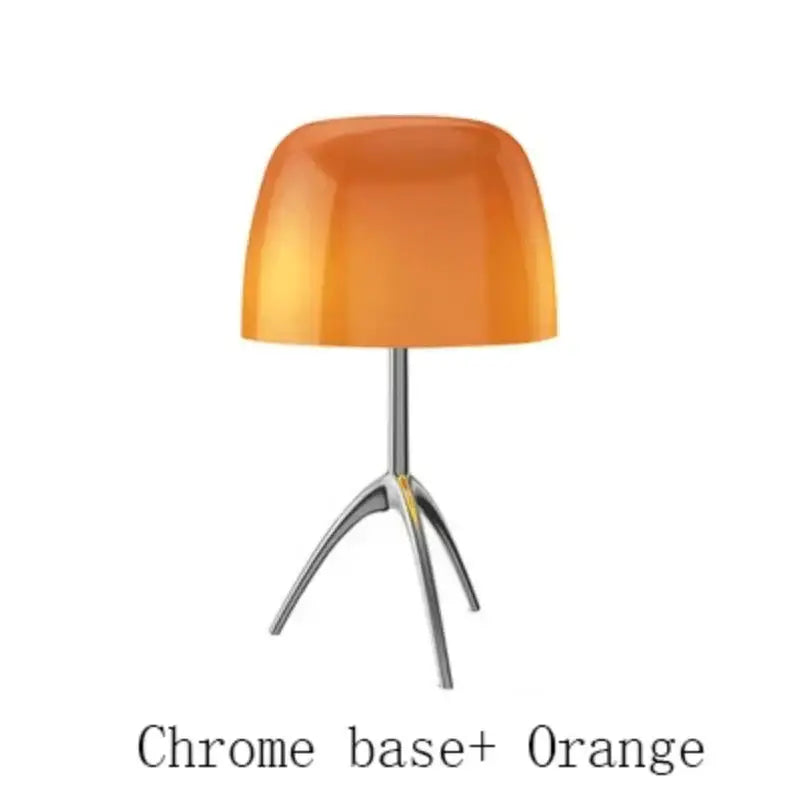 Orange translucent glass lampshade on chrome tripod base decorbites lumiere table lamp for bedroom and living room