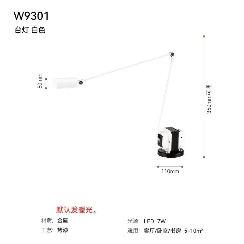 White DecorBites Lumina floor lamp with long adjustable LED arm and sleek metal powder-coated finish for focused lighting