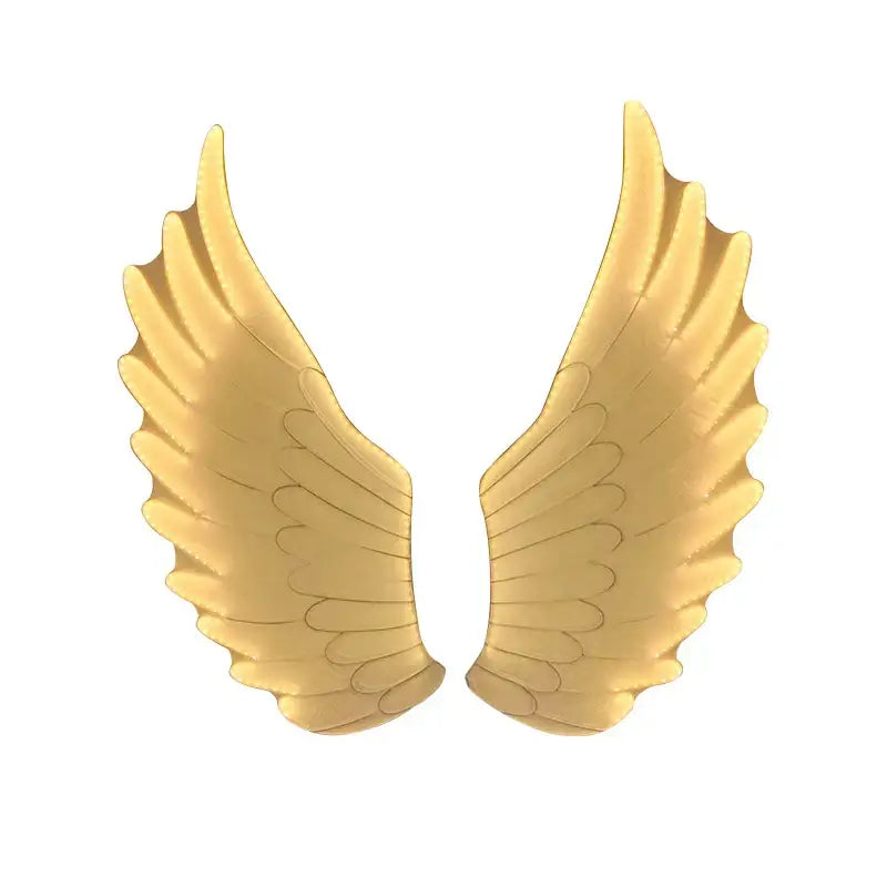 Golden angel wings with detailed feathered texture and shiny metallic finish in decorbites luminescent angel wings lamp