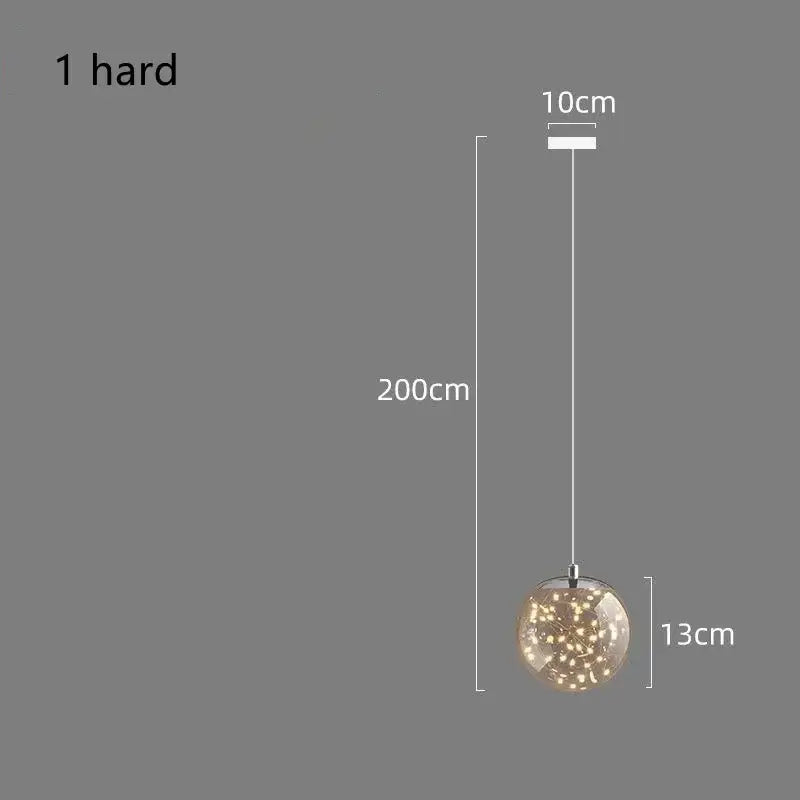 Decorbites luminous glass ball pendant chandelier with clear glass globe and warm white led lights for living room decor