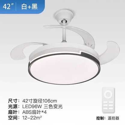 White and black 42-inch decorbites luminous led fandelier fan with abs blades ceiling fan and integrated led lighting