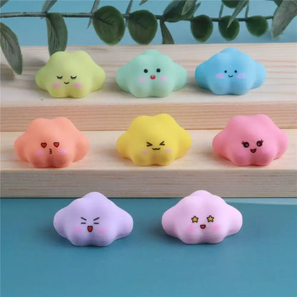 Pastel-colored cloud-shaped stress balls with cute faces and soft texture complement decorbites luminous resin cactus miniatures for crafts and decor