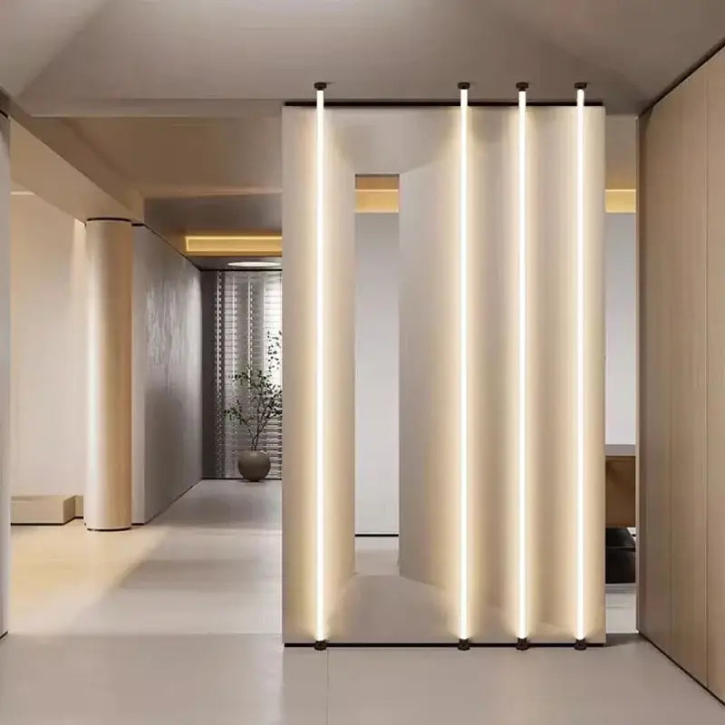 Modern minimalist decorbites luminous silicone wall lamp with vertical led strips and sleek black frame divider panel