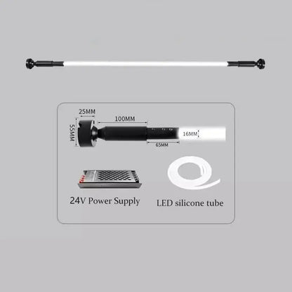 Black and white decorbites luminous silicone wall lamp with 100mm led section and black end caps for indoor decoration