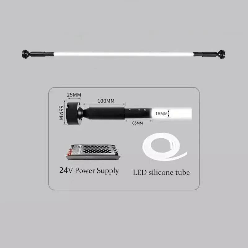 Black and white decorbites luminous silicone wall lamp with 100mm led section and black end caps for indoor decoration
