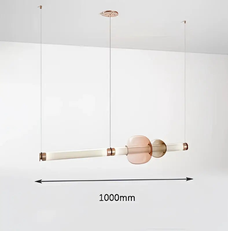 Decorbites luna glass tube chandelier with sleek translucent pink and clear glass segments and metallic fittings for kitchens