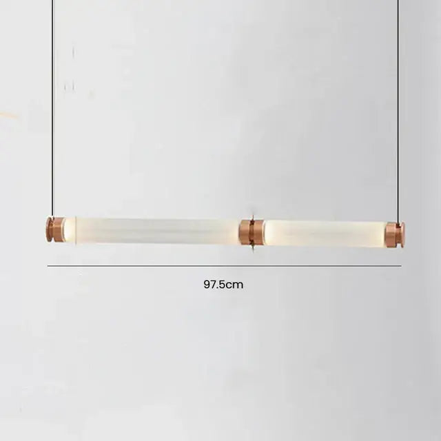 Decorbites luna glass tube chandelier with translucent frosted glass and polished copper ends for kitchen dining lighting