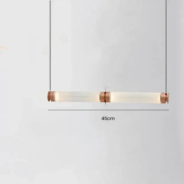 45cm modern luna glass tube chandelier with frosted glass tubes and copper metal end caps for kitchen dining lighting