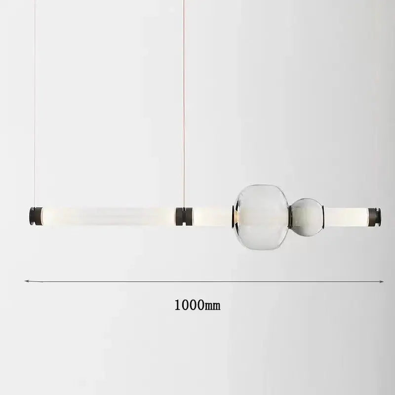 DecorBites™ luna glass tube chandelier with frosted glass tubes and clear spheres for kitchen dining pendant lighting