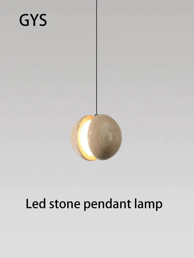 Decorbites lunar stone small concrete pendant chandelier with warm led glow and black cord for bedroom lighting