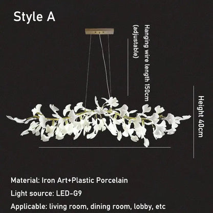 White orchid-shaped decorbites luxe ginkgo pendant light with iron art and plastic porcelain for living room and bedroom