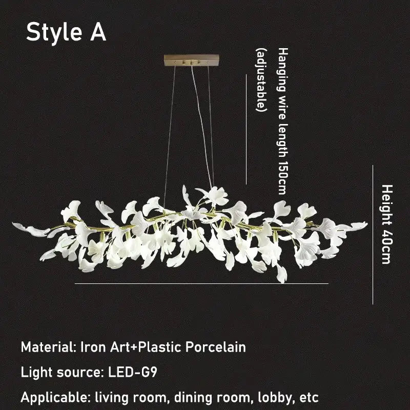 White orchid-shaped decorbites luxe ginkgo pendant light with iron art and plastic porcelain for living room and bedroom