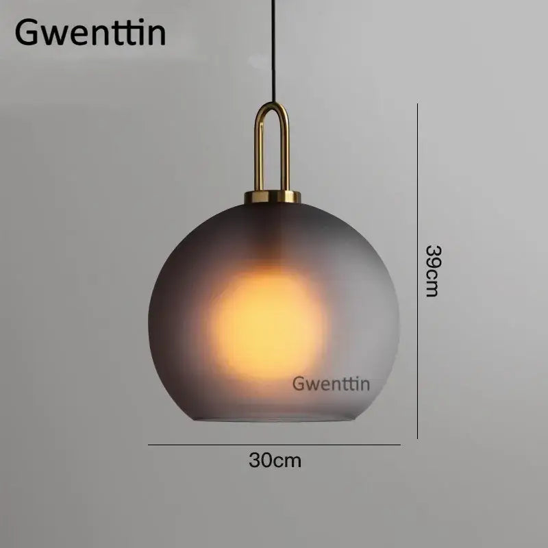 Decorbites luxe glass ball pendant light with frosted gradient glass globe and brass-finished metal fixture for home decor