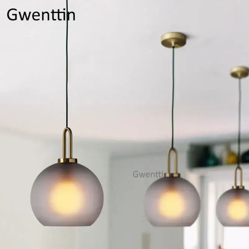 Decorbites luxe glass ball pendant light with frosted glass globe shades and brass-finished fixtures for home decor