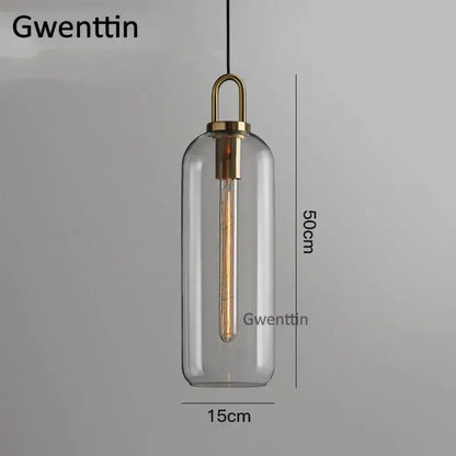 Decorbites luxe glass ball pendant light with clear glass cylinder and brass accents for modern home decor