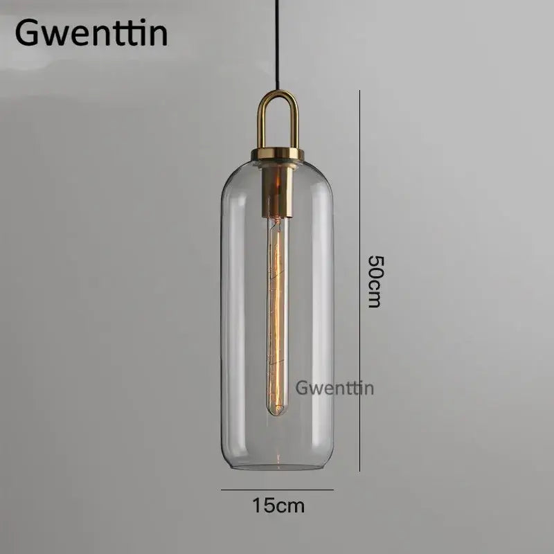 Decorbites luxe glass ball pendant light with clear glass cylinder and brass accents for modern home decor