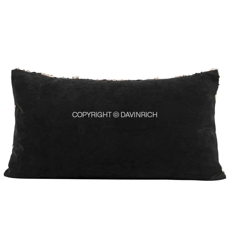 Black velvet rectangular cushion cover with frayed edges and subtle texture for decorbites luxe gold foil fabric design