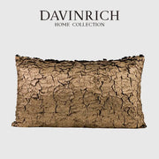Brown textured cushion cover with bark-like surface from decorbites luxe gold foil fabric texture collection