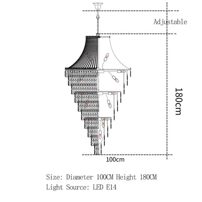 DecorBites™ Luxe Golden Crystal Chandelier for Hotel Lobby, Living Room & Staircase