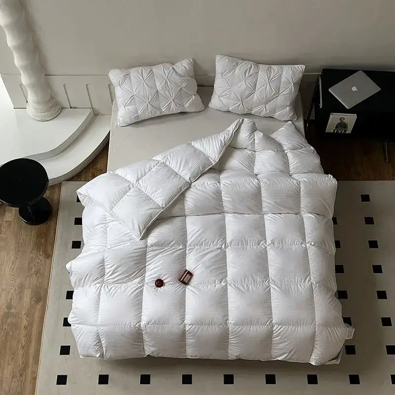 White quilted down comforter with diamond stitch and ribbing from decorbites luxe goose down winter duvet queen king size