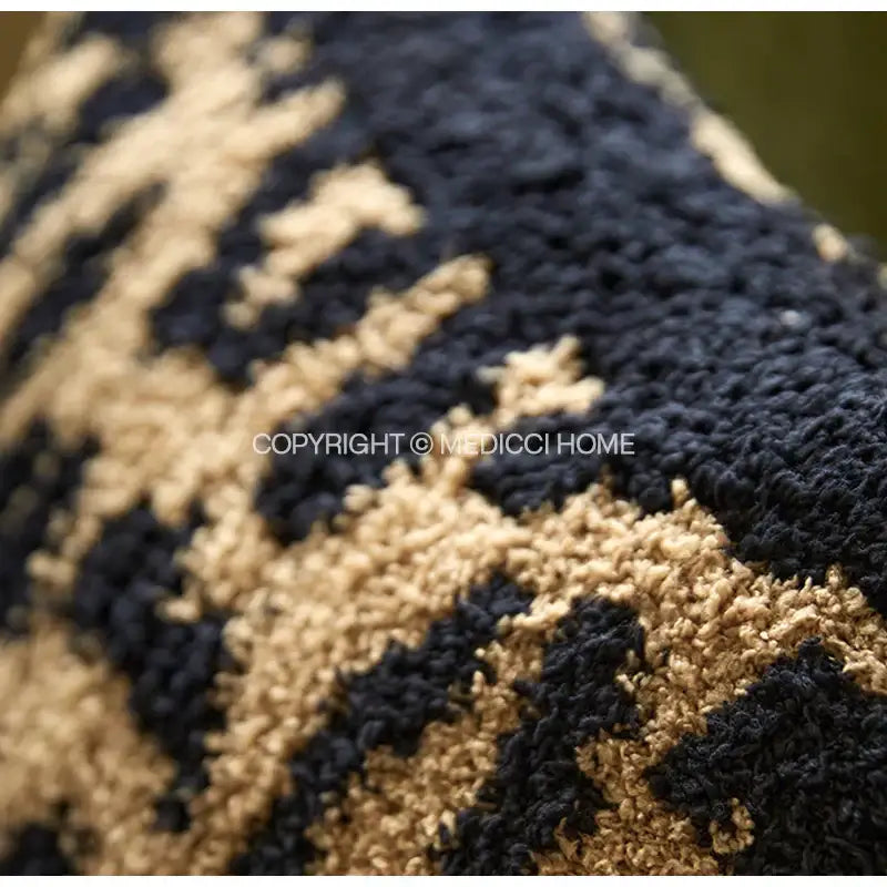 DecorBites™ luxe greyhound decorative pillow cover with black and beige plush chunky knit rug texture