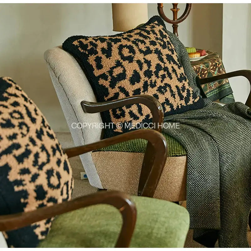 Decorbites™ luxe greyhound decorative pillow cover in black and tan leopard-print textured fabric for elegant home decor