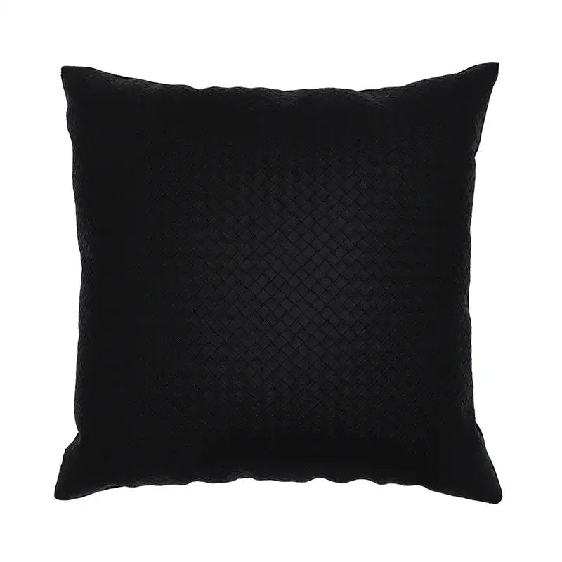 Black square pillow with textured woven pattern from decorbites luxe hotel pillowcases for sofas and living rooms