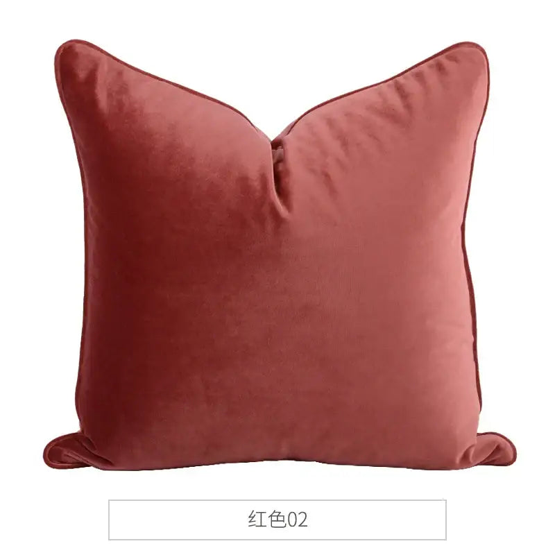 A plush terracotta decorbites luxe italy velvet pillowslip with soft velvet texture and neatly stitched edges for sofa use