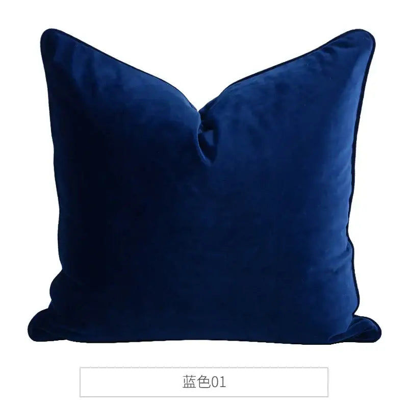 Deep navy blue velvet throw pillow with plush texture and tailored edges decorbites luxe italy velvet cushionslip