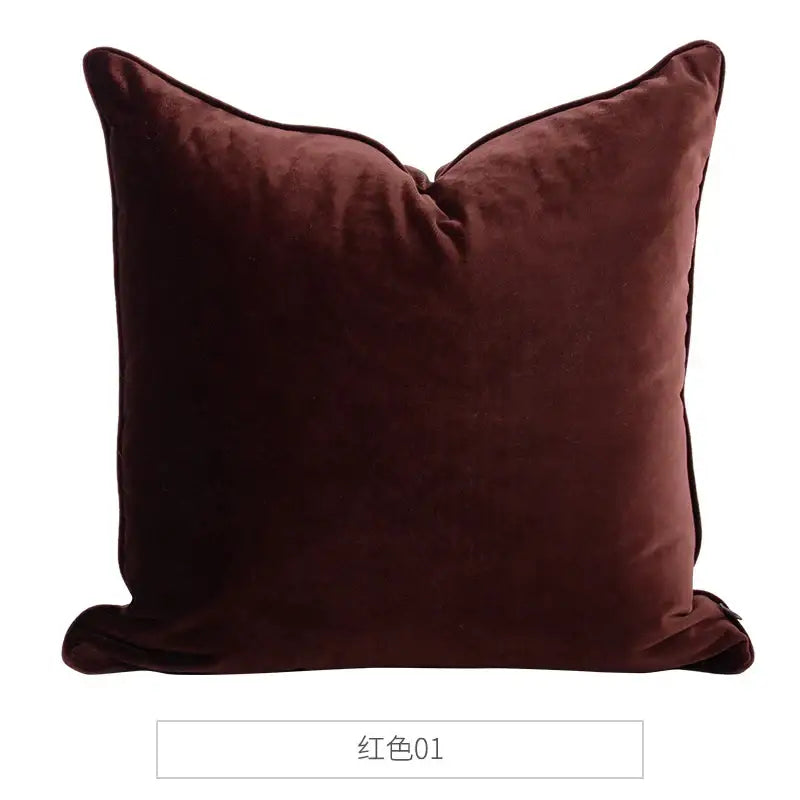 A plush square burgundy velvet cushion featuring decorbites luxe italy velvet pillowslip for living room sofa