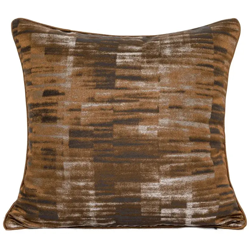 Brown and gray abstract patterned velvet throw pillow from decorbites luxe jacquard cushion covers 45x45cm