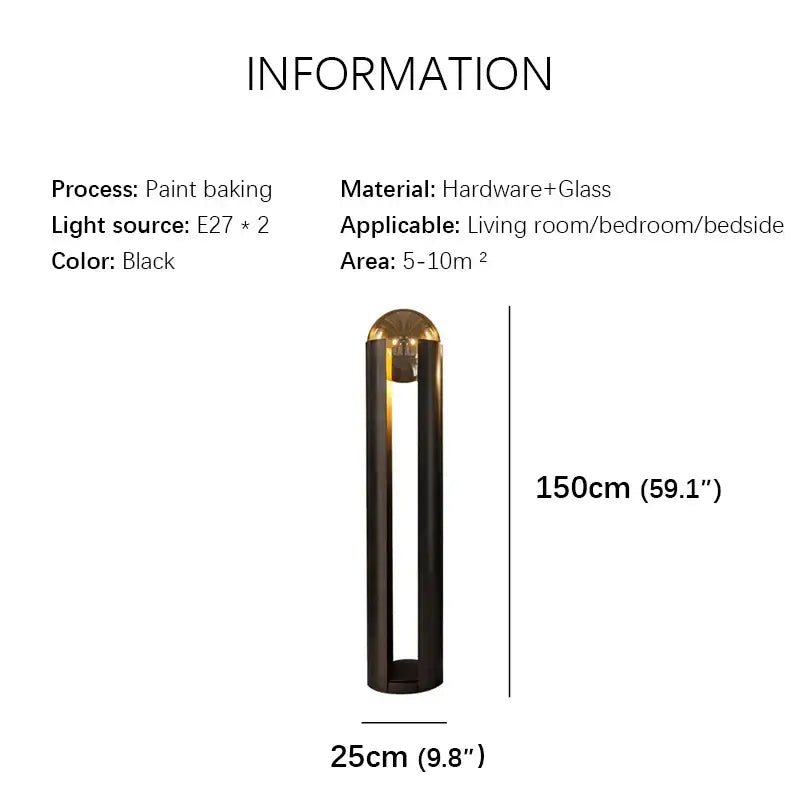 Black modern floor lamp with sleek cylindrical design and gold-toned glass top decorbites luxe nordic led for stylish spaces