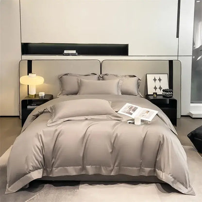 Decorbites™ luxurious 1000TC egyptian cotton gray duvet cover set with matching pillows and fitted sheet